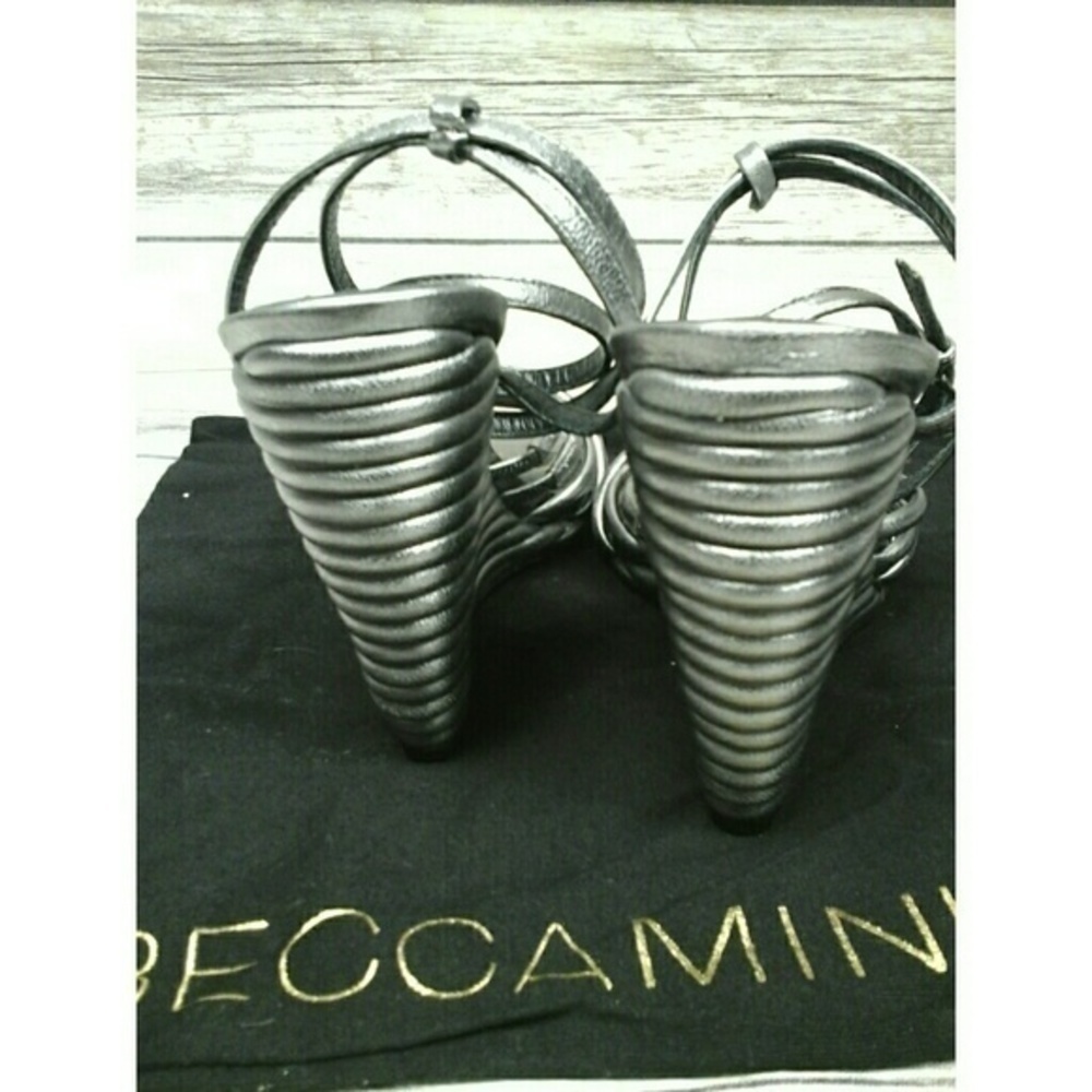 Rebecca Minkoff Savannah ankle strap wedge sandals in metallic silver - Picture 6 of 8